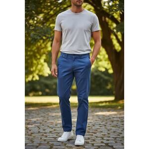 SCOTCH & SODA Chino Stuart Blue Men Trousers Sz W34 L32 Slim Cotton My Favorite